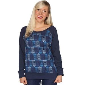 Tessellated Tardis Navy Blue Pullover Sweater